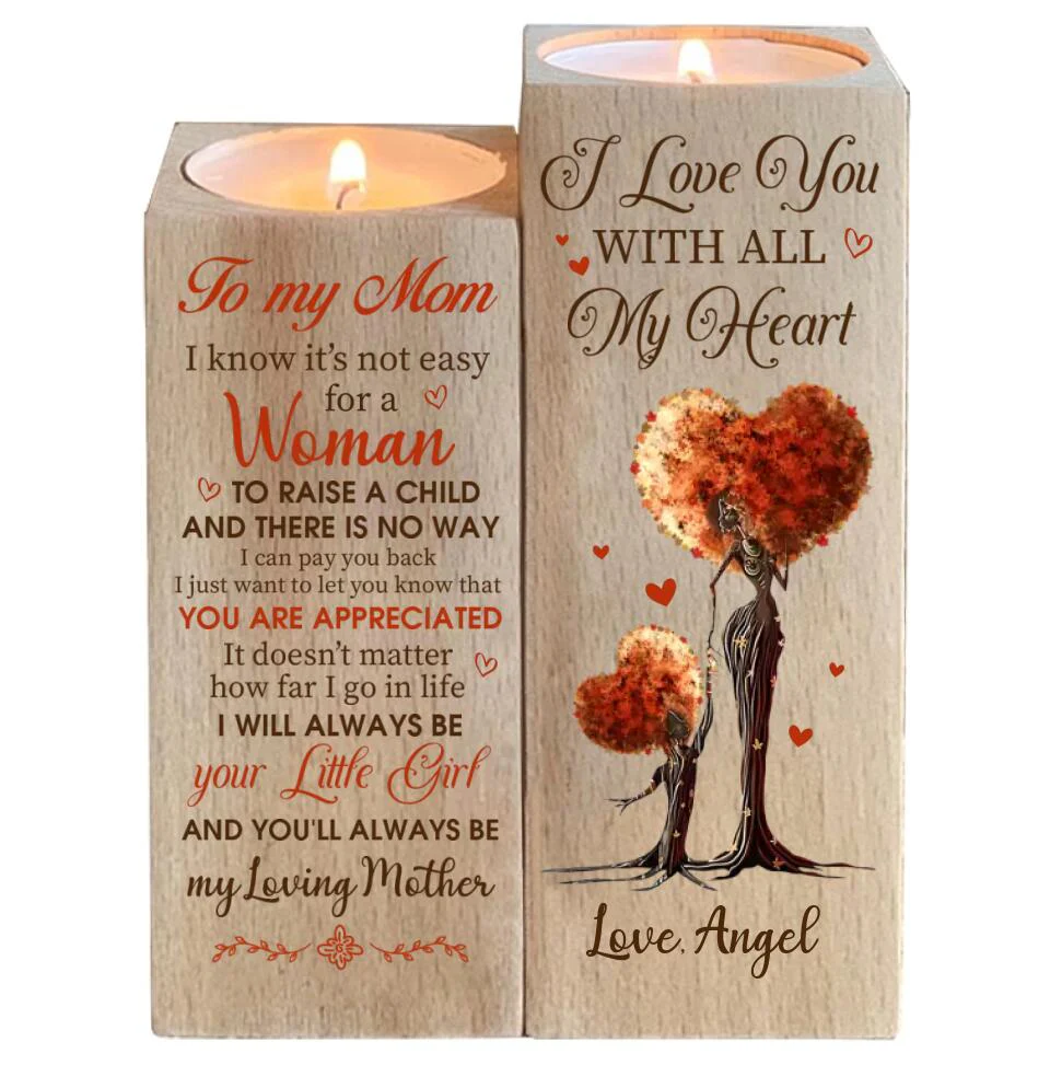 To My Mom I Love You With All My Heart Custom Candle Holder Mother's Day Gift - Image 2