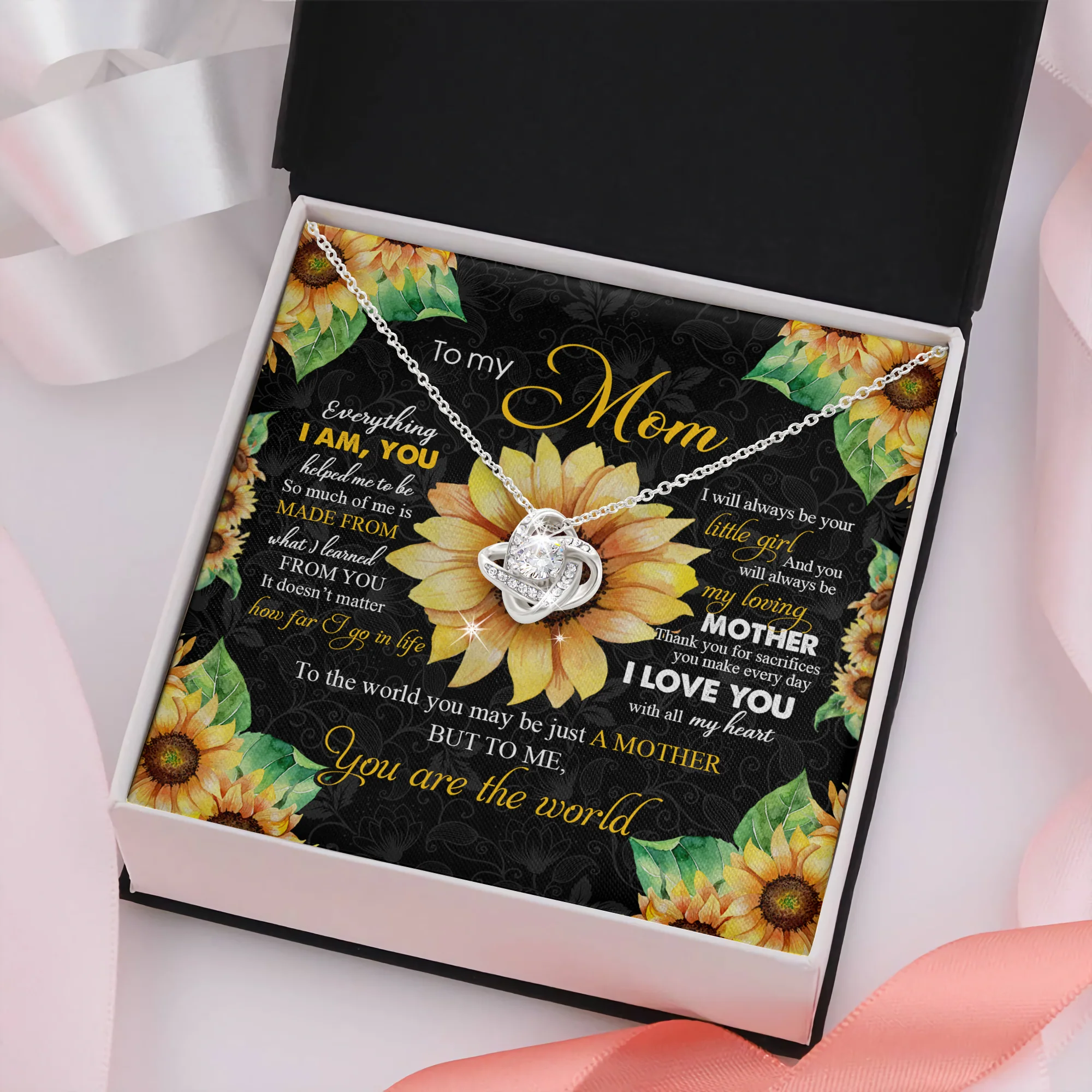 To My Mom You Are The World - White Gold Necklace