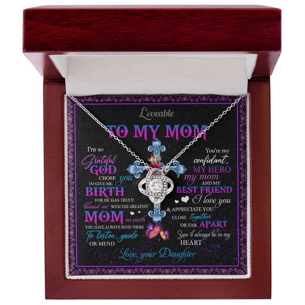 To My Mom You'll Always Be In My Heart White Gold Necklace - Image 4