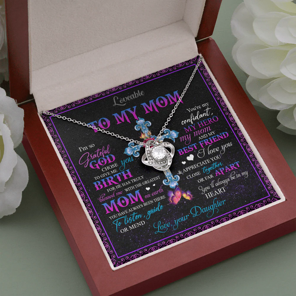 To My Mom You'll Always Be In My Heart White Gold Necklace - Image 5