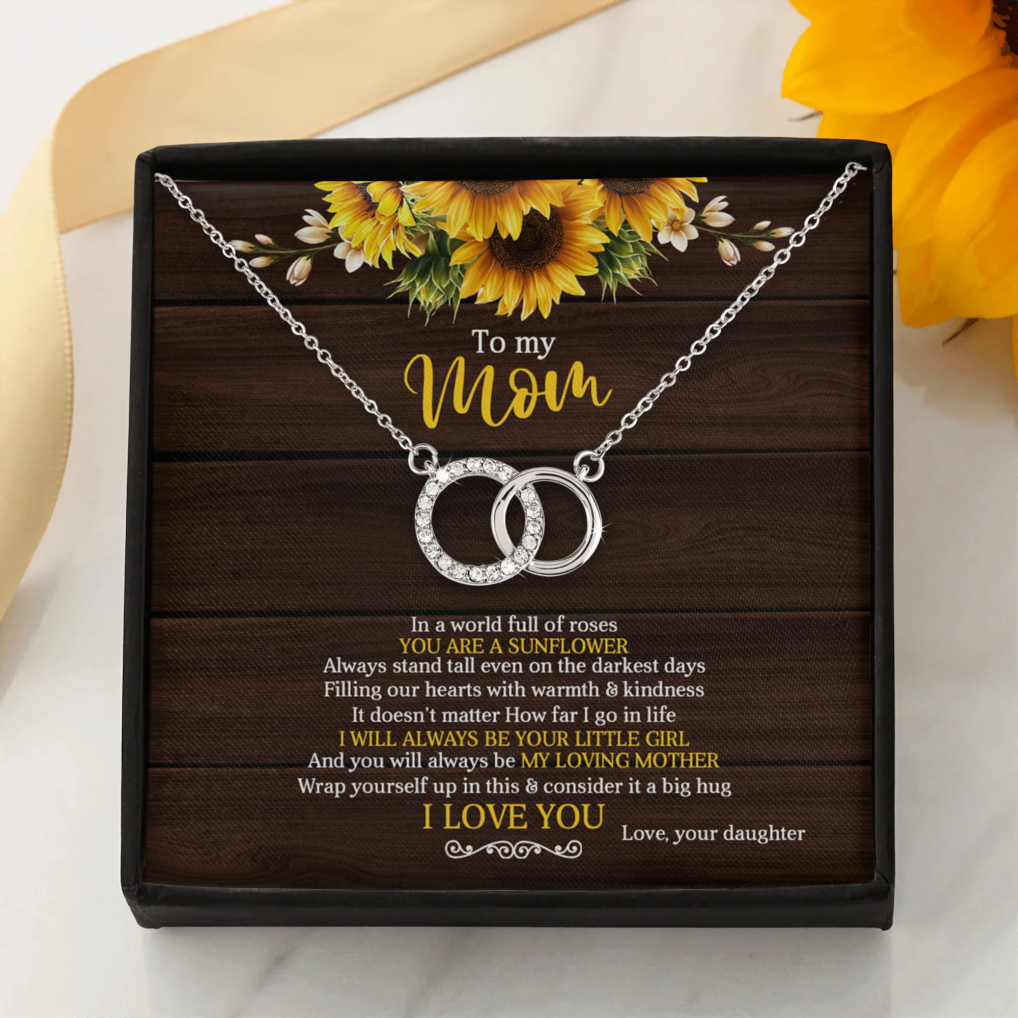 To My Mom You're A Sunflower - White Gold Necklace - Gift For Mom - Image 2
