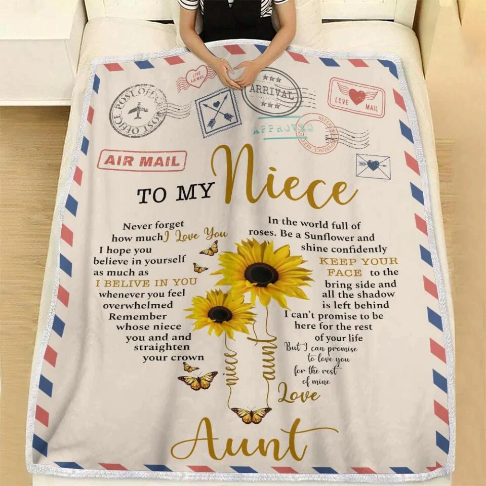 To My Niece - Never Forget How Much I Love You - Personalized Fleece Blanket - Custom Gift for Niece from Aunt - Bedding Decor - Image 3