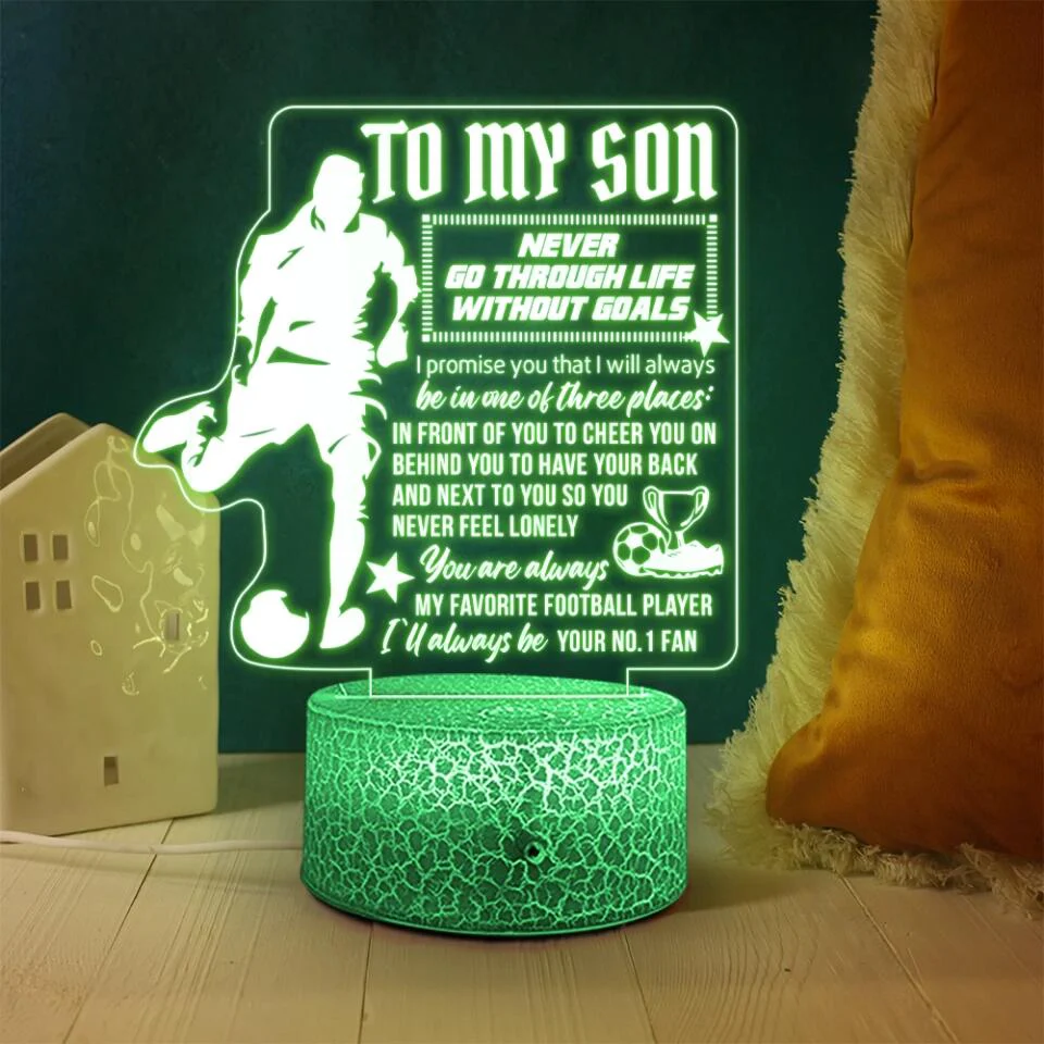 To My Son Never Go Through Life Without Goals - Personalized 3D Led Light - Image 3