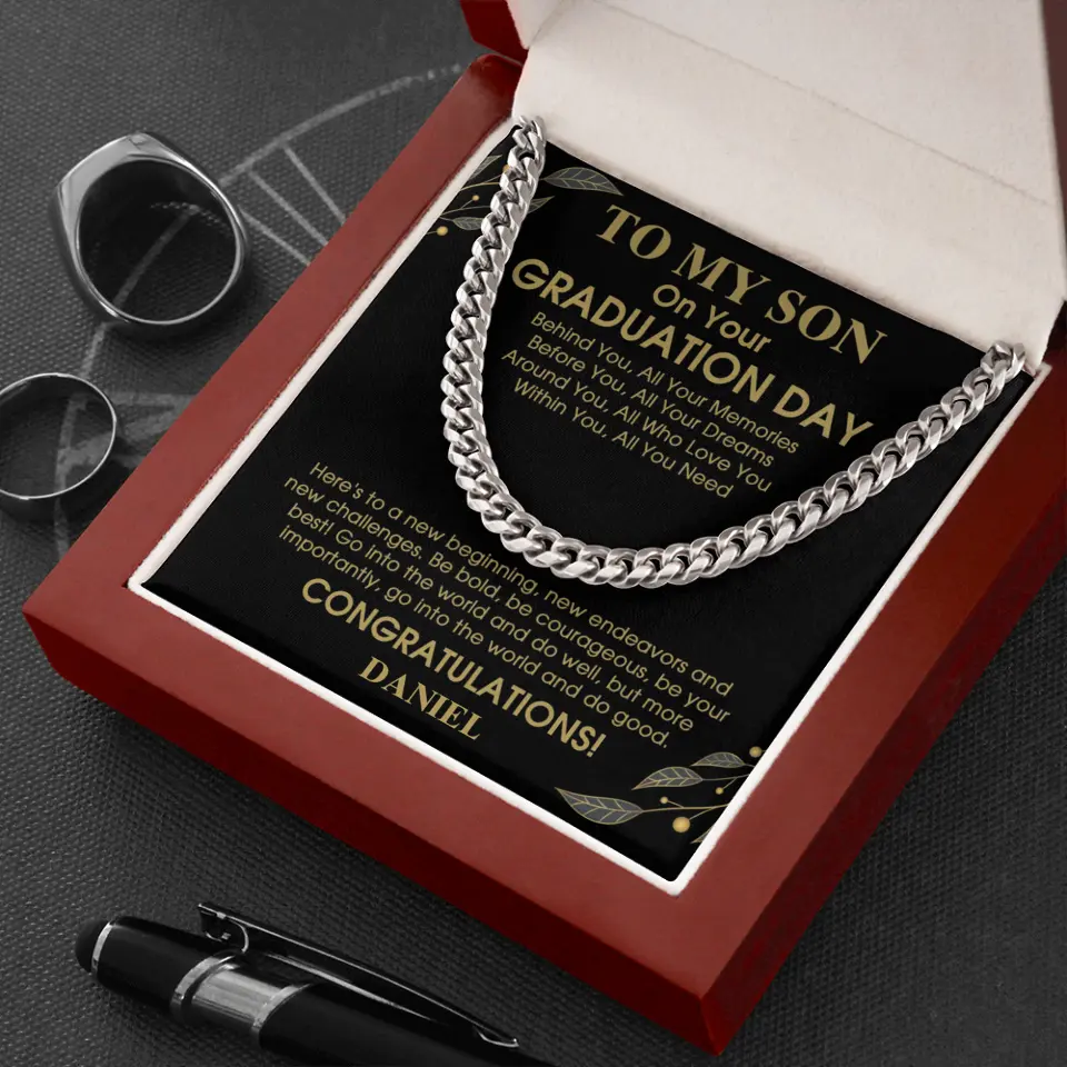 To My Son Behind You All Memories - Personalized Men Necklace - Graduation Gift for Adult Son - Image 7