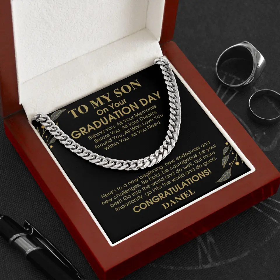To My Son Behind You All Memories - Personalized Men Necklace - Graduation Gift for Adult Son - Image 8