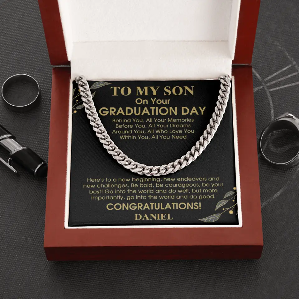 To My Son Behind You All Memories - Personalized Men Necklace - Graduation Gift for Adult Son - Image 9