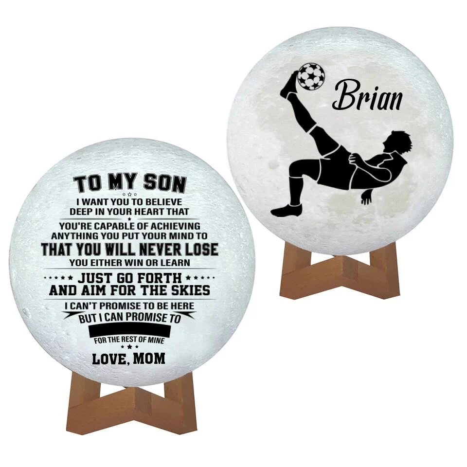 To My Son I Want You to Believe Deep in Your Heart Moon Lamp - Image 2