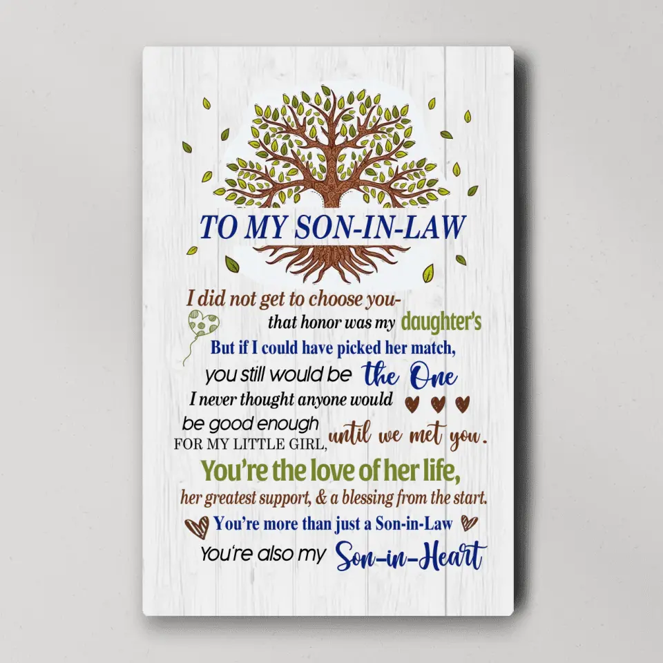 To My Son-In-Law - Wall Art Canvas/poster - Anniversary, Wedding Gift for Son in Law from Mother in Law - Image 2