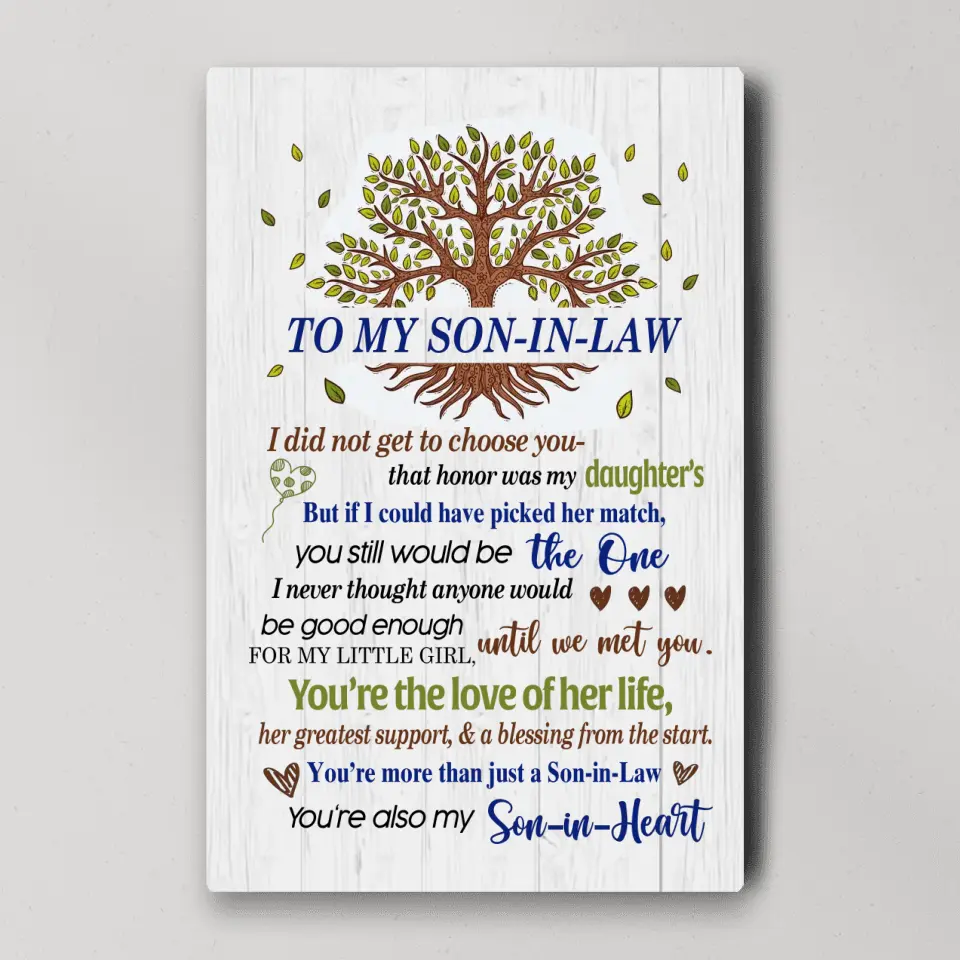 To My Son-In-Law - Wall Art Canvas/poster - Anniversary, Wedding Gift for Son in Law from Mother in Law - Image 3