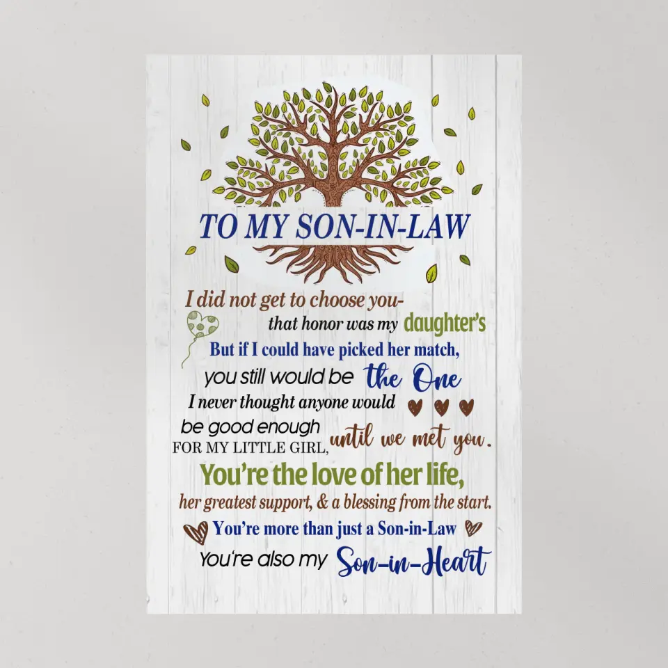 To My Son-In-Law - Wall Art Canvas/poster - Anniversary, Wedding Gift for Son in Law from Mother in Law - Image 7