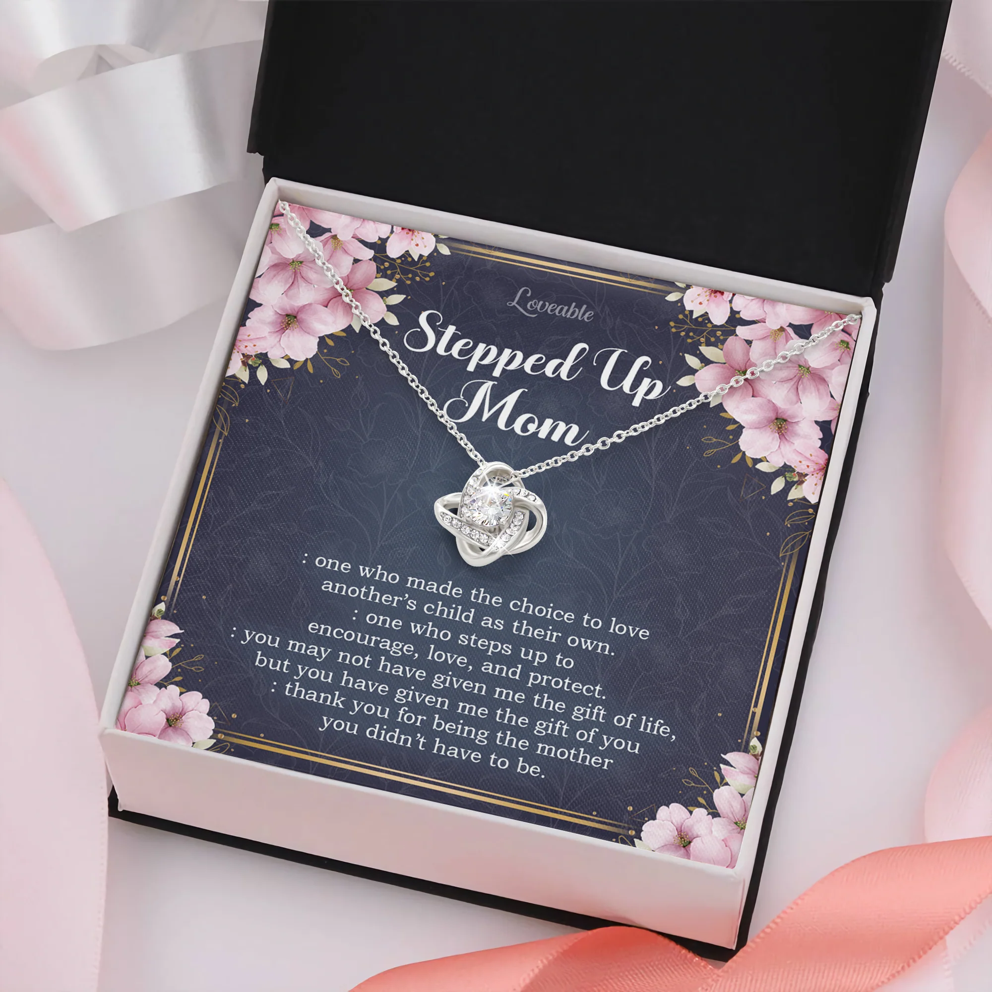To my Stepped Up Mom - White Gold Necklace - Image 2