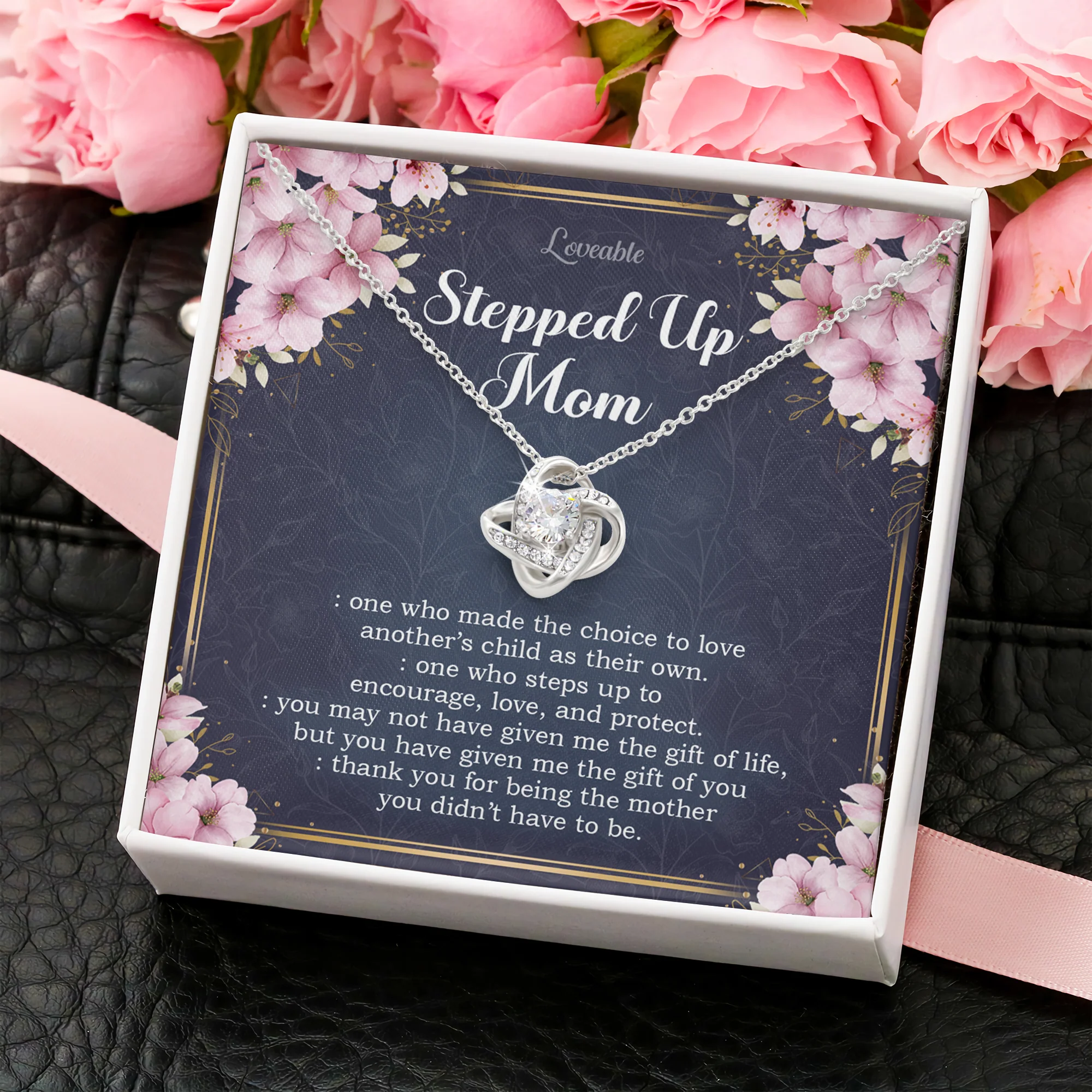 To my Stepped Up Mom - White Gold Necklace - Image 3