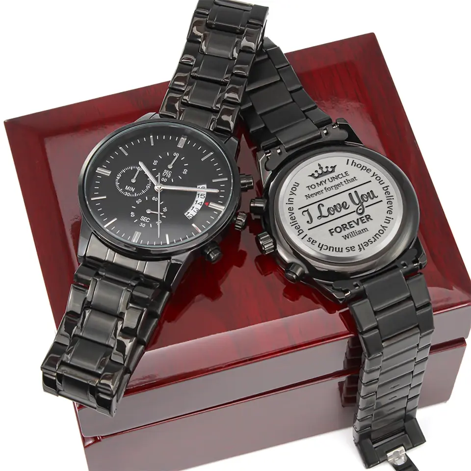 To My Uncle Never Forget I Love You - Custom Name Engraved Chronograph Watch - Gift For Uncle | 306IHPNPWA753 - Image 6