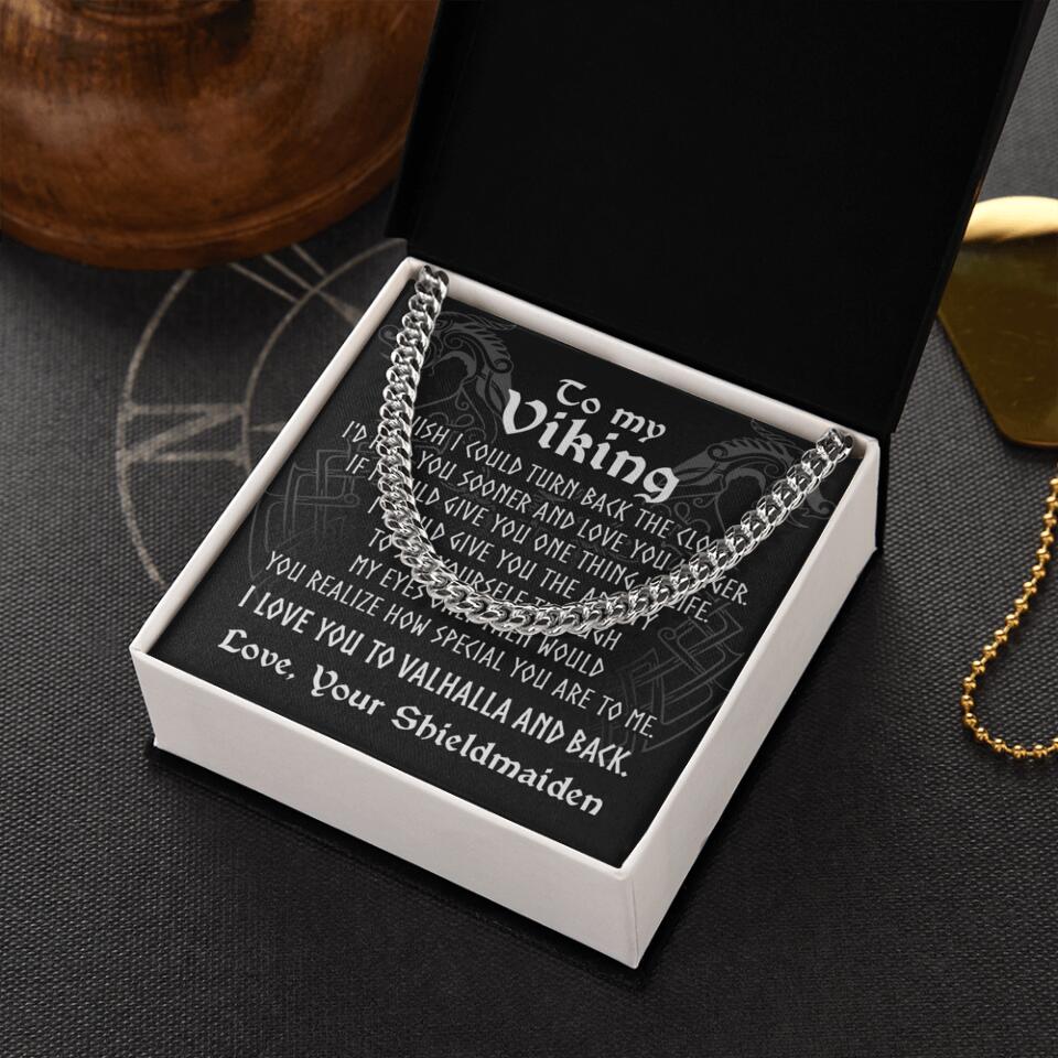 To My Viking I Love You Cuban Link Chain - Image 3