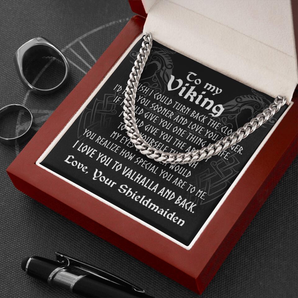 To My Viking I Love You Cuban Link Chain - Image 4