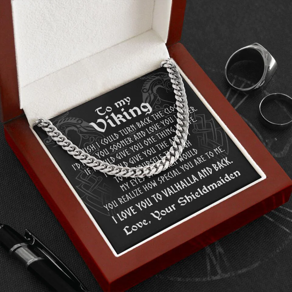 To My Viking I Love You Cuban Link Chain - Image 5