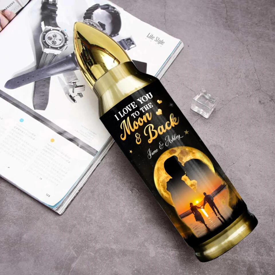 To My Wife I Love You to The Moon and Back, Custom Bullet Tumbler, Anniversary Gift for Her - Image 7