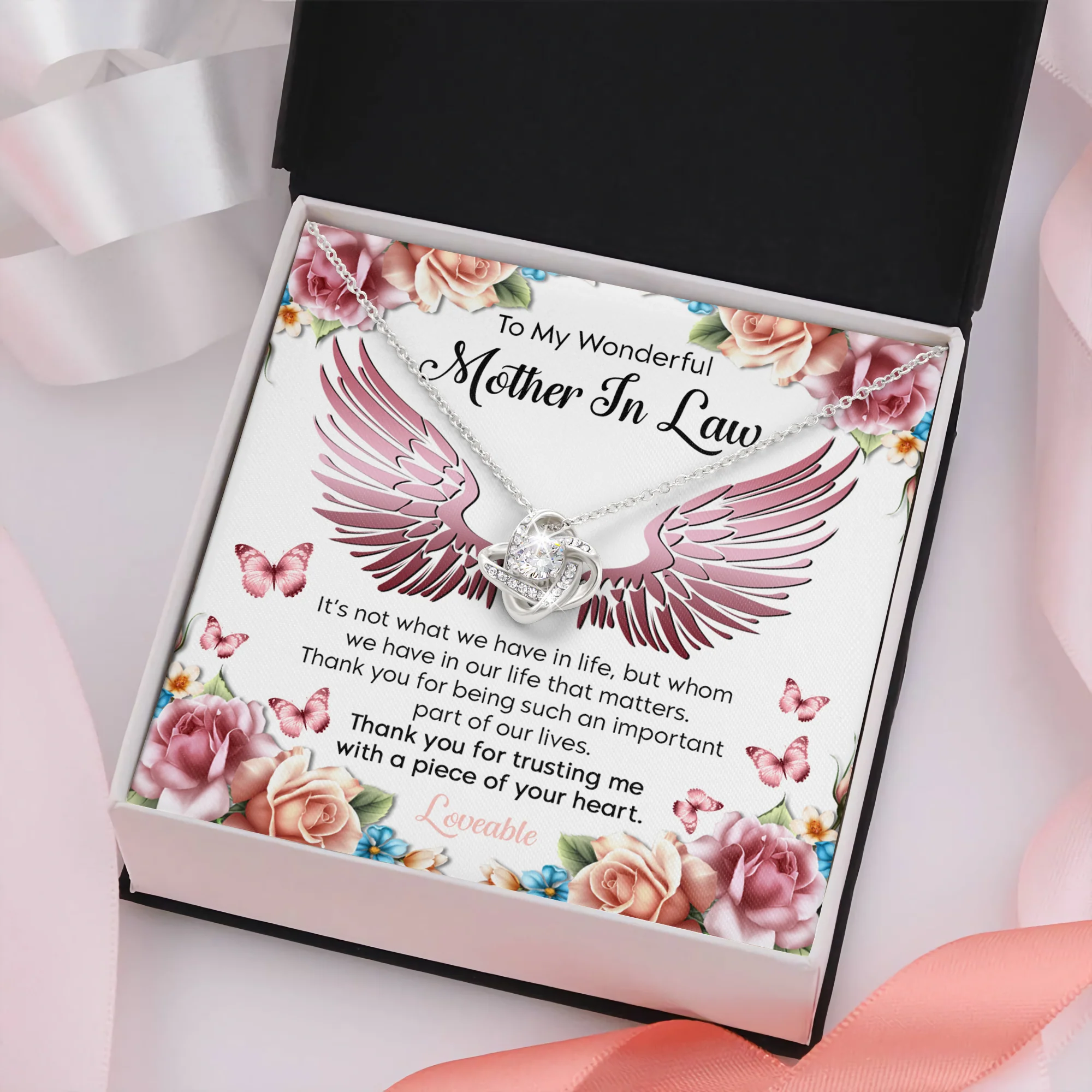 To my wonderful Mother In Law Meaningful message Necklace