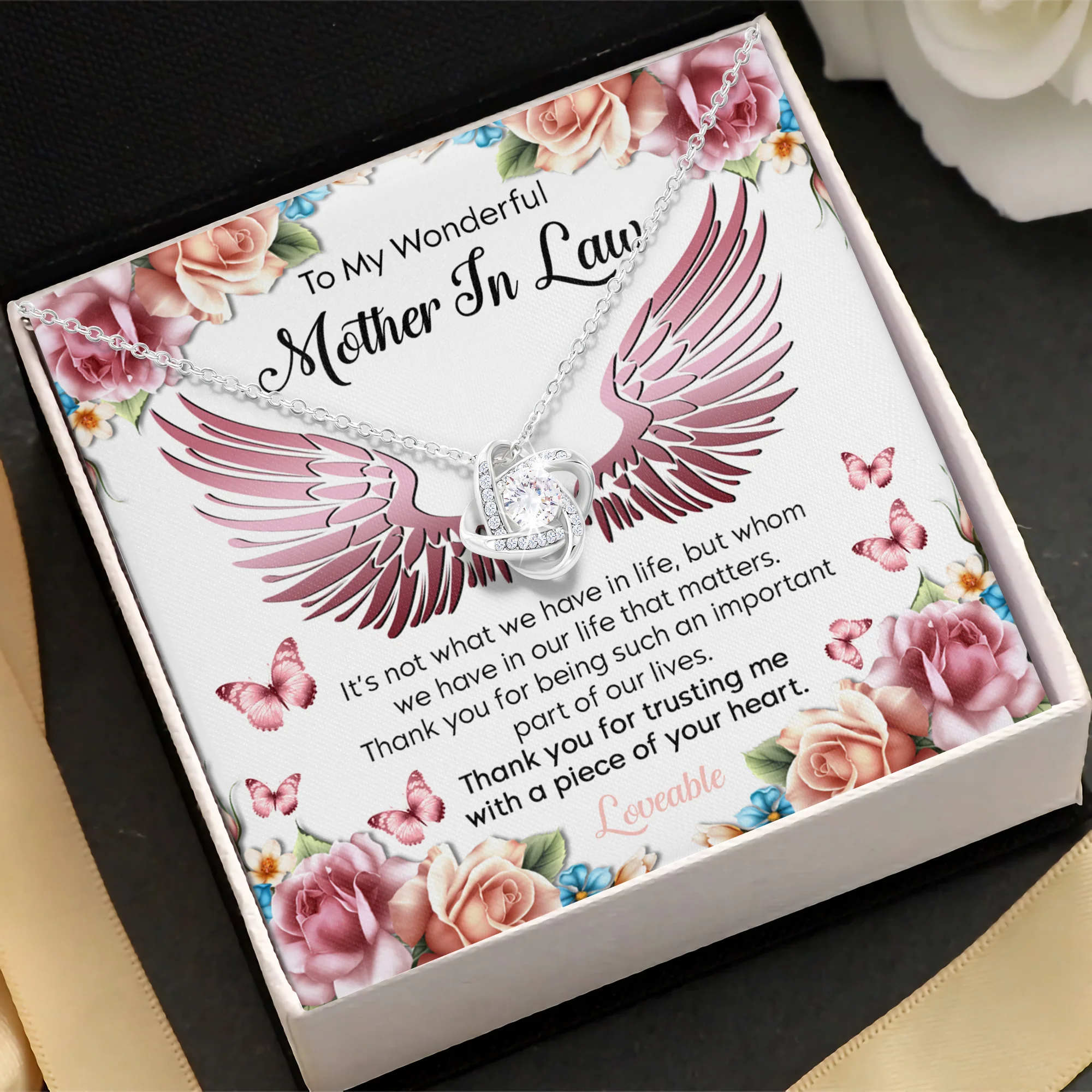 To my wonderful Mother In Law Meaningful message Necklace - Image 3