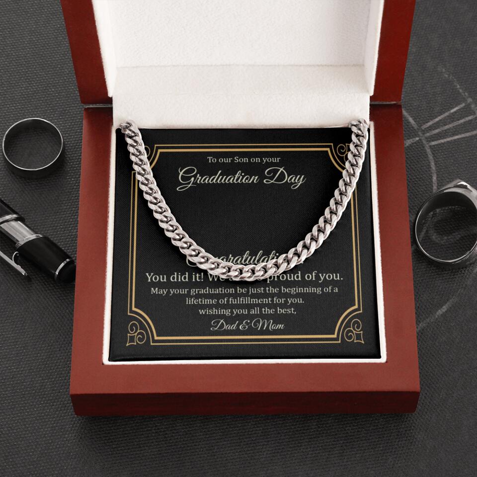 To Our Son on Your Graduation Day, Congratulation You Did It - Cuban Chain - Graduation Gift for Son - Image 10