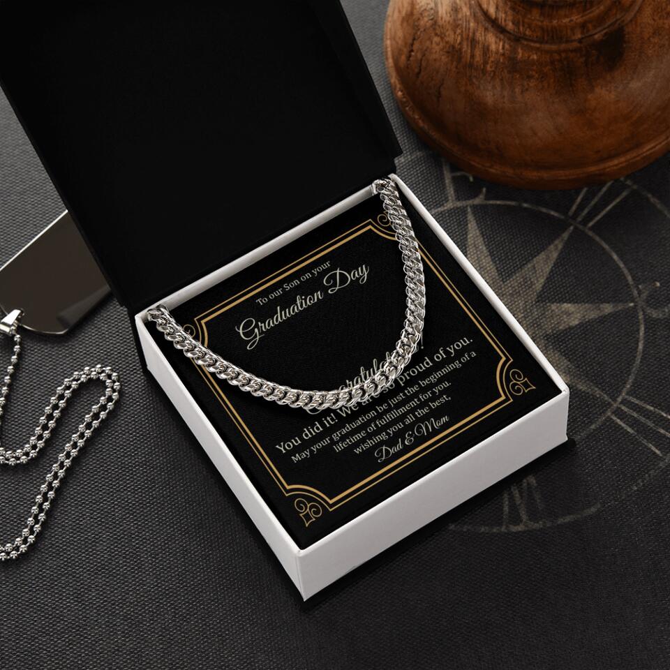 To Our Son on Your Graduation Day, Congratulation You Did It - Cuban Chain - Graduation Gift for Son - Image 3