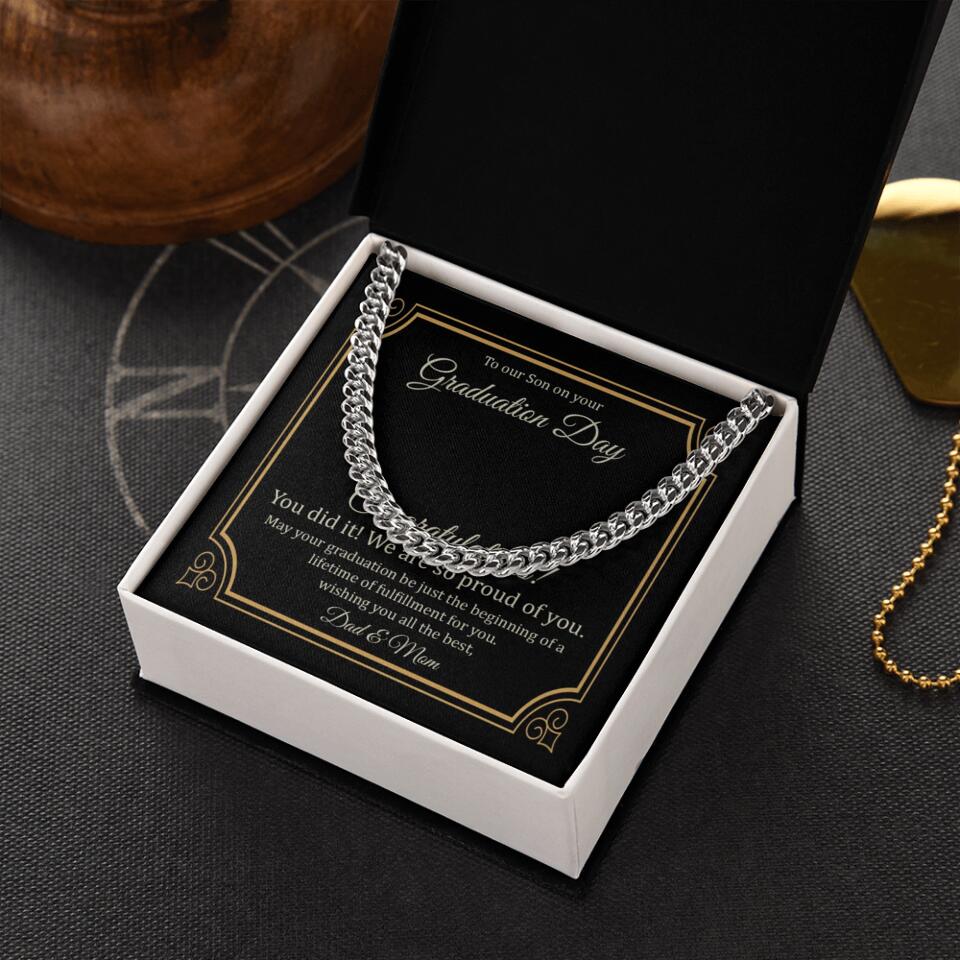 To Our Son on Your Graduation Day, Congratulation You Did It - Cuban Chain - Graduation Gift for Son - Image 4