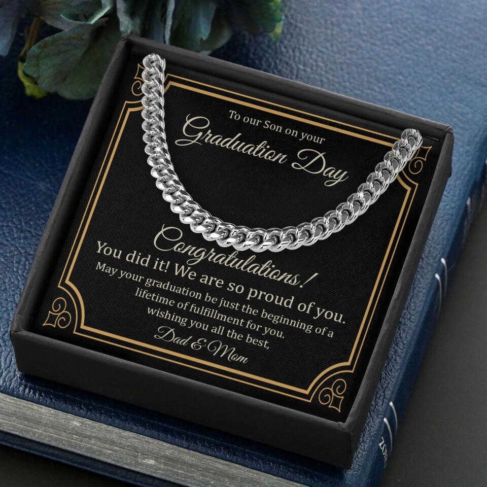 To Our Son on Your Graduation Day, Congratulation You Did It - Cuban Chain - Graduation Gift for Son - Image 6