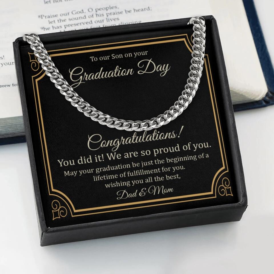 To Our Son on Your Graduation Day, Congratulation You Did It - Cuban Chain - Graduation Gift for Son - Image 7