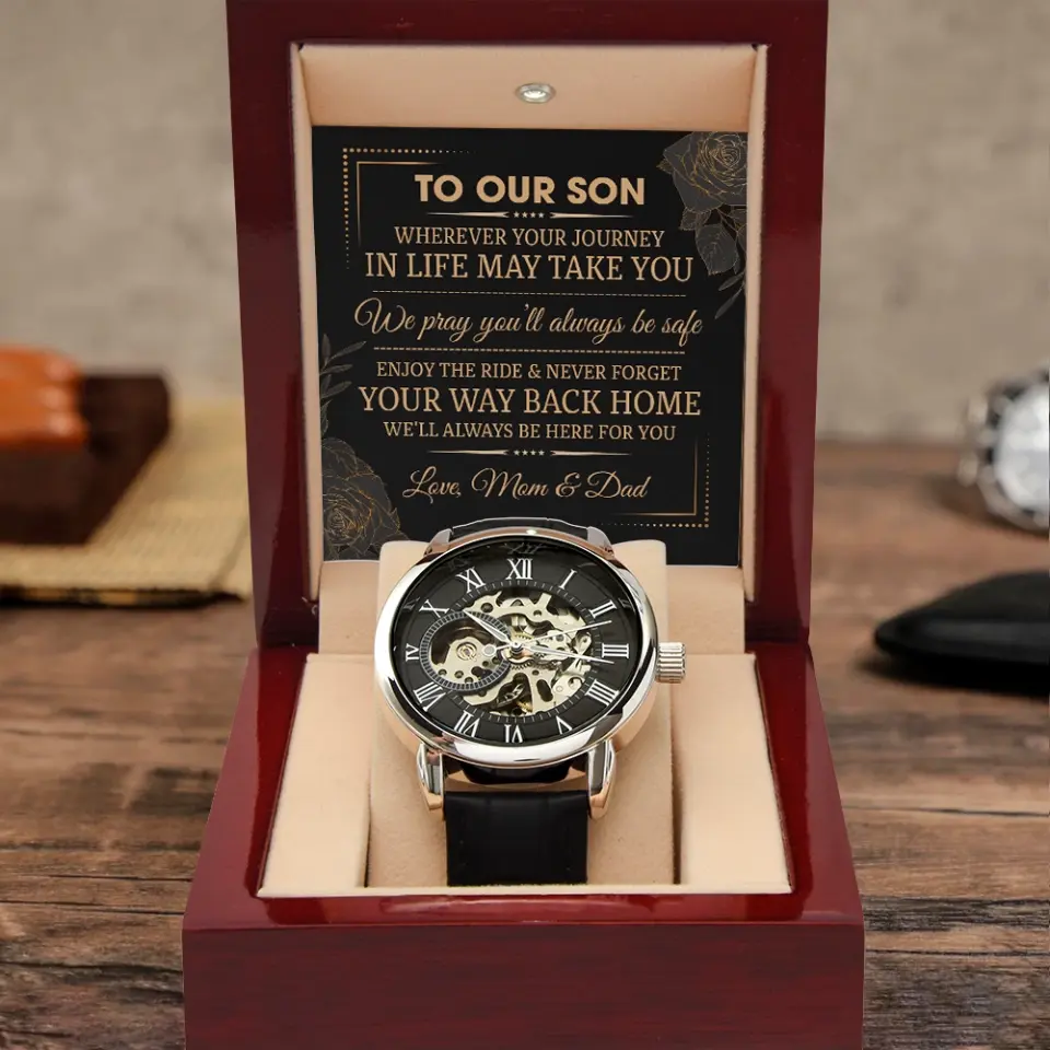 To Our Son We Pray You Will Always Be Safe - Personalized Luxury Men's Watch - Image 6