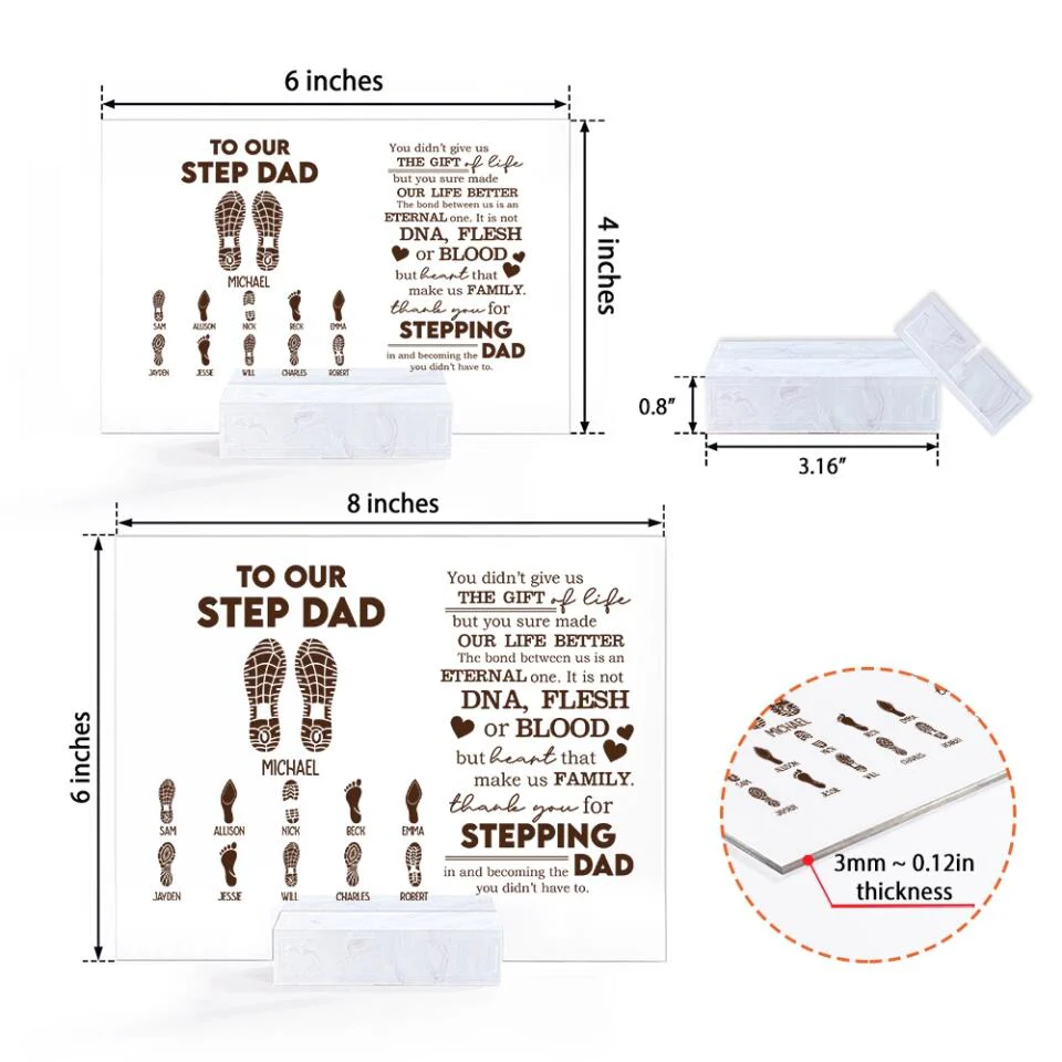 To Our Step Dad, Mom Thank You For Stepping In Personalized Acrylic Plaque - Image 5