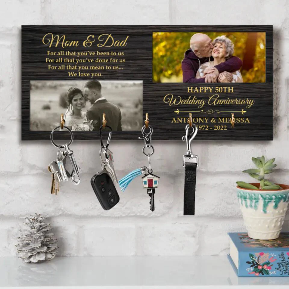 To Parents For All That You've Done To Us - Personalized Wooden Key Holder - Image 3