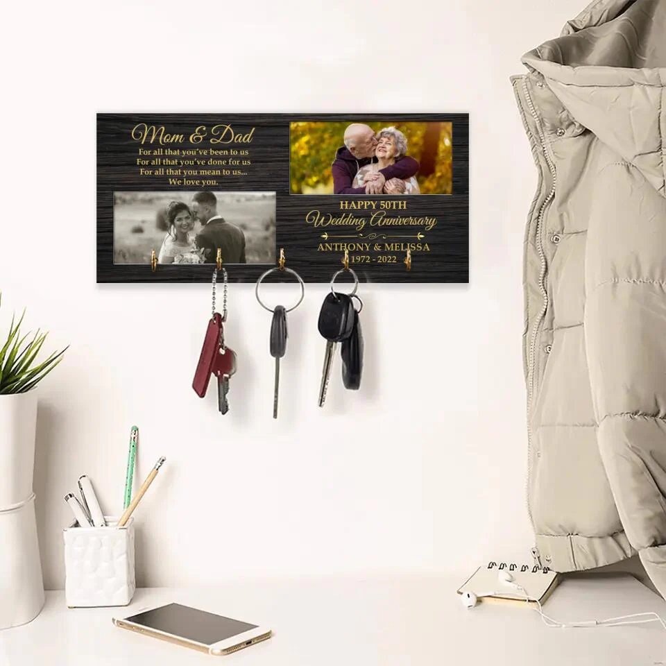 To Parents For All That You've Done To Us - Personalized Wooden Key Holder - Image 4
