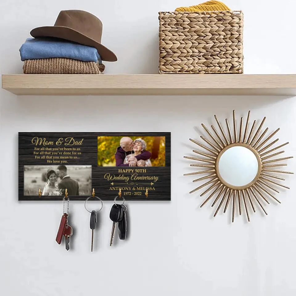To Parents For All That You've Done To Us - Personalized Wooden Key Holder - Image 5