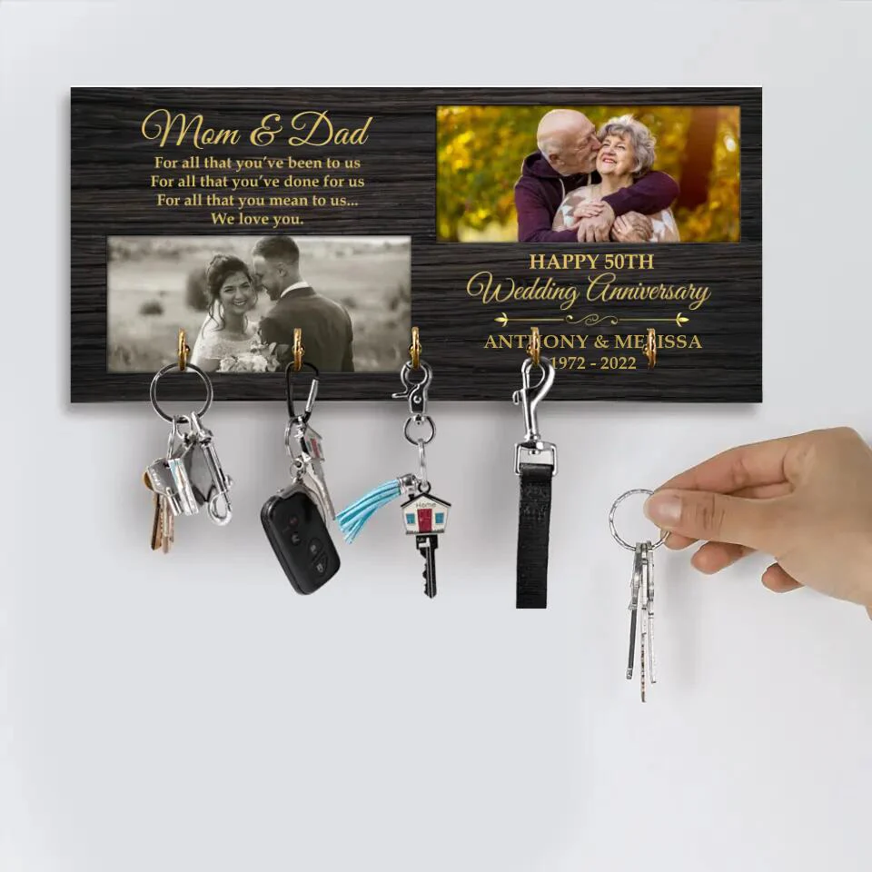 To Parents For All That You've Done To Us - Personalized Wooden Key Holder - Image 6