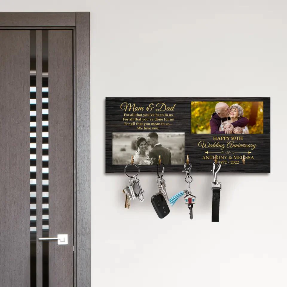 To Parents For All That You've Done To Us - Personalized Wooden Key Holder - Image 7