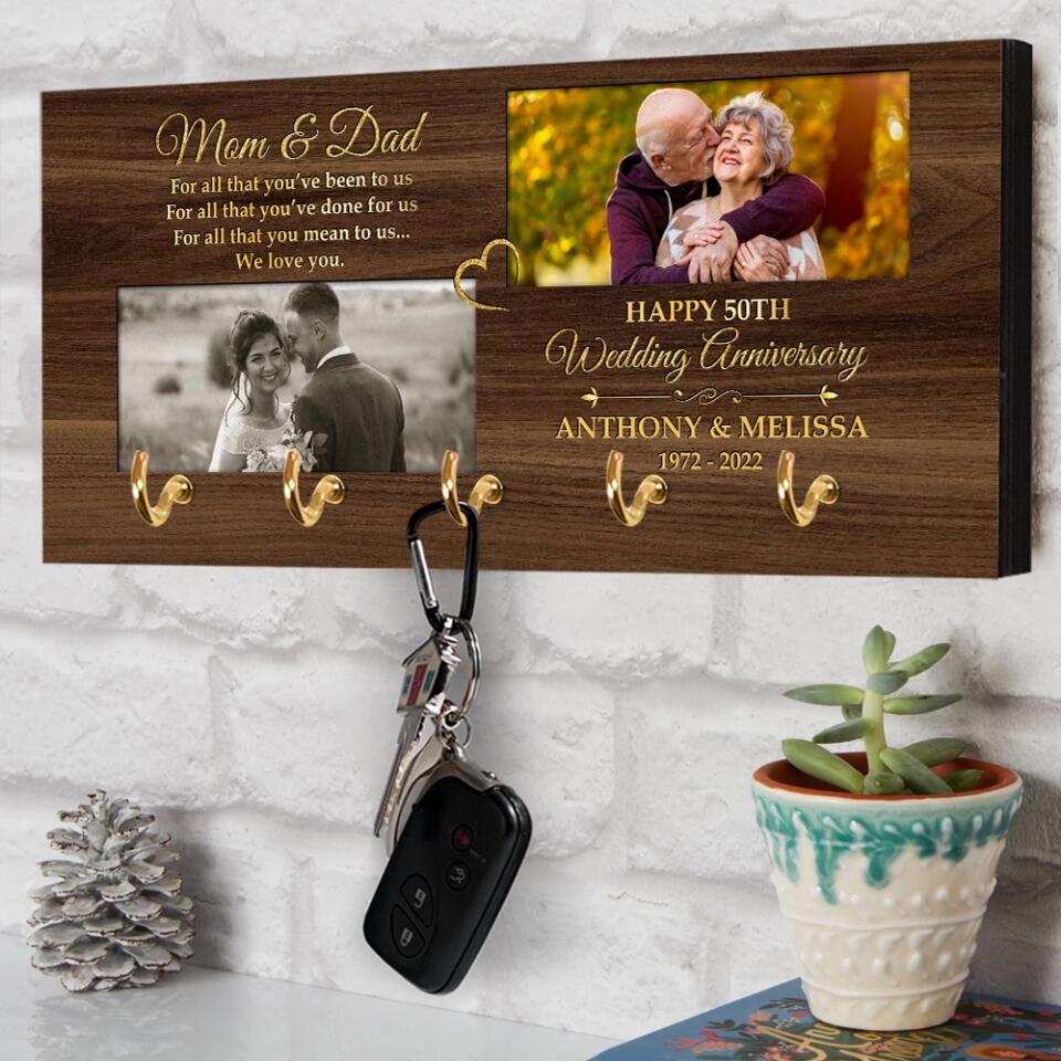 To Parents For All That You've Done To Us - Personalized Wooden Key Holder - Image 9