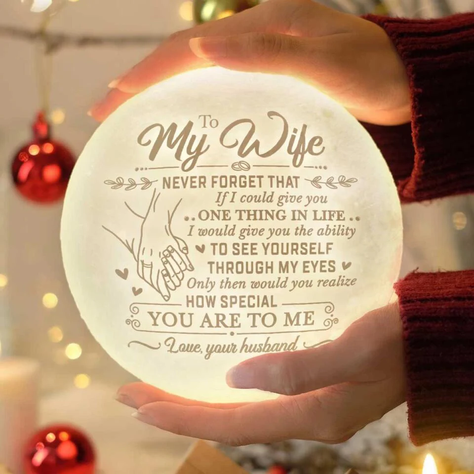 Personalized Valentine Gifts - To Wife If I Could Give You One Thing In Life - Personalized 3D Moon Lamp - Gift For Wife - Image 2