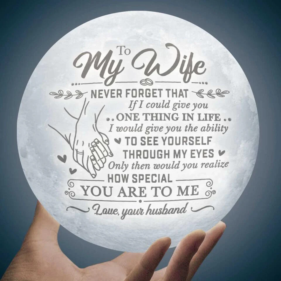 Personalized Valentine Gifts - To Wife If I Could Give You One Thing In Life - Personalized 3D Moon Lamp - Gift For Wife - Image 3
