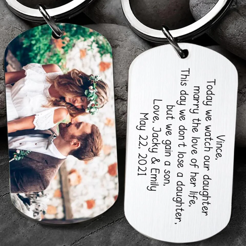 Today We Watch Our Daughter Marry The Love of Her Life - Personalized Keychain - Gift for Son-in-law - Image 4