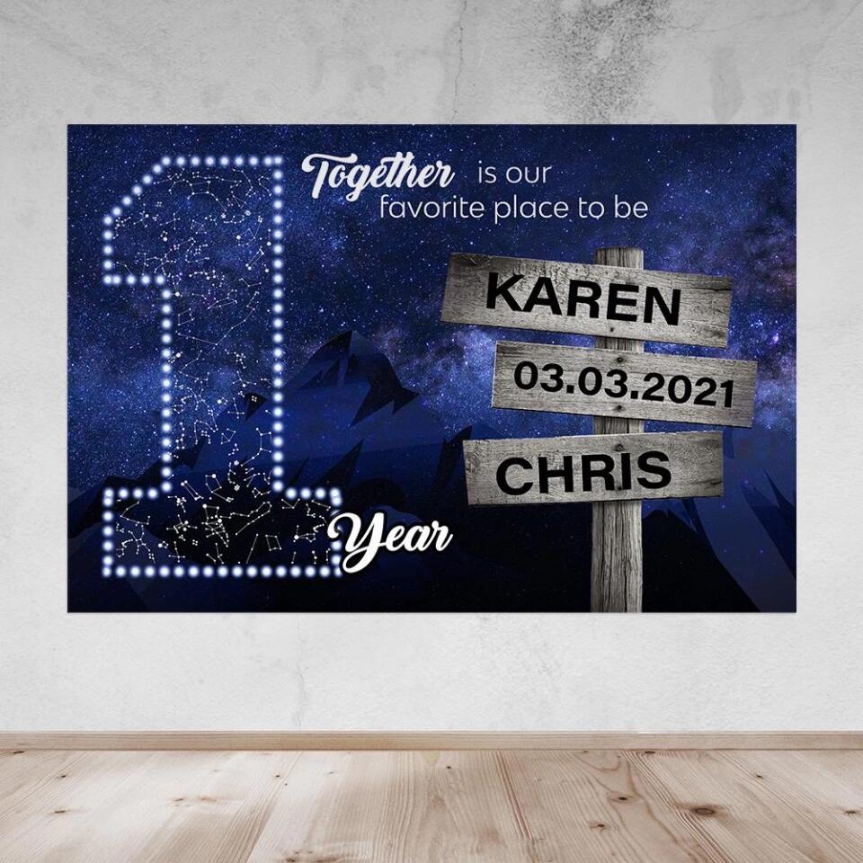 Together Is Our Favorite Place To Be Custom Canvas Poster 1 Year Anniversary Gift For Couples - Image 10