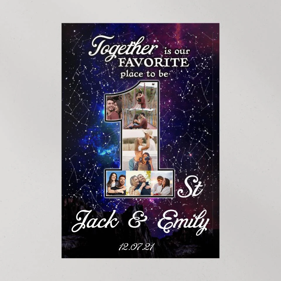 Together Is Our Favorite Place To Be Custom Canvas Poster One Year Anniversary Gift - Image 10