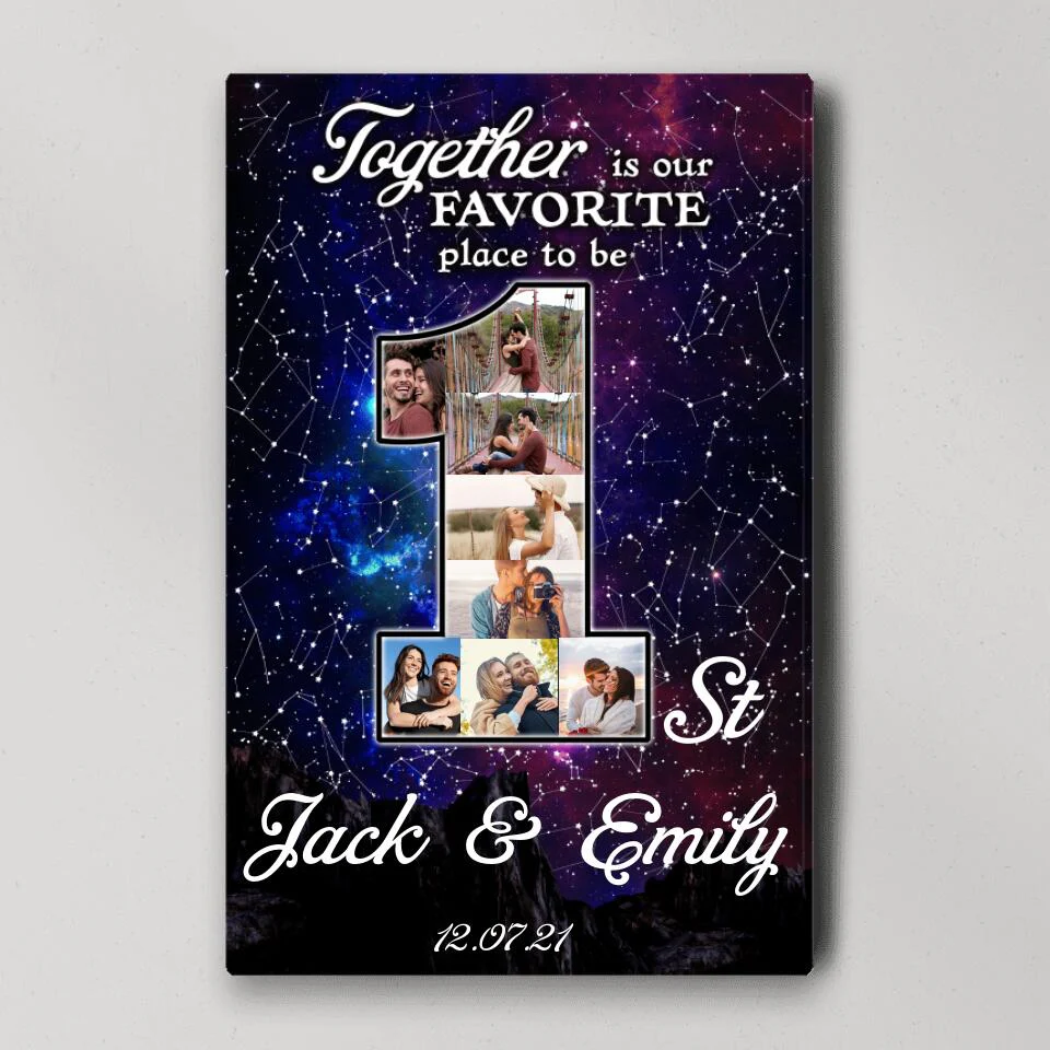 Together Is Our Favorite Place To Be Custom Canvas Poster One Year Anniversary Gift - Image 2