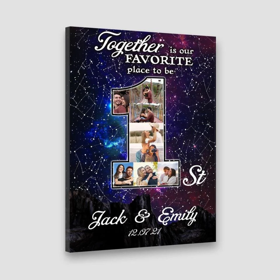 Together Is Our Favorite Place To Be Custom Canvas Poster One Year Anniversary Gift - Image 3