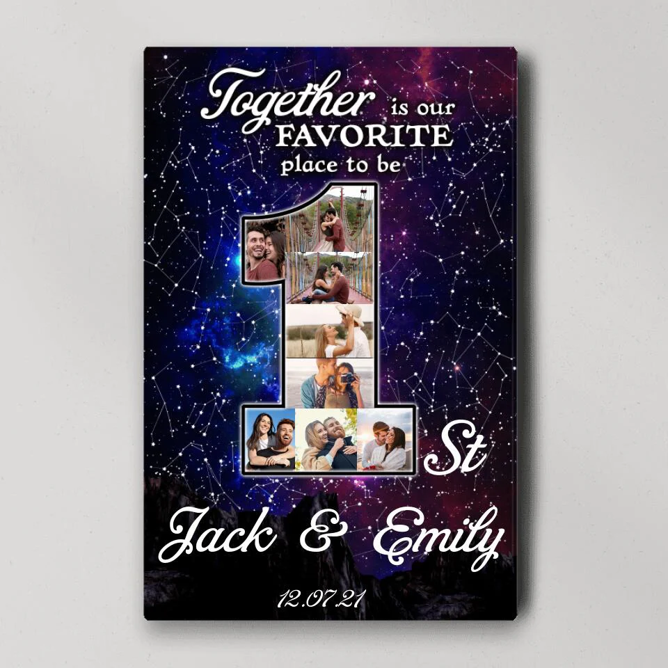 Together Is Our Favorite Place To Be Custom Canvas Poster One Year Anniversary Gift - Image 4