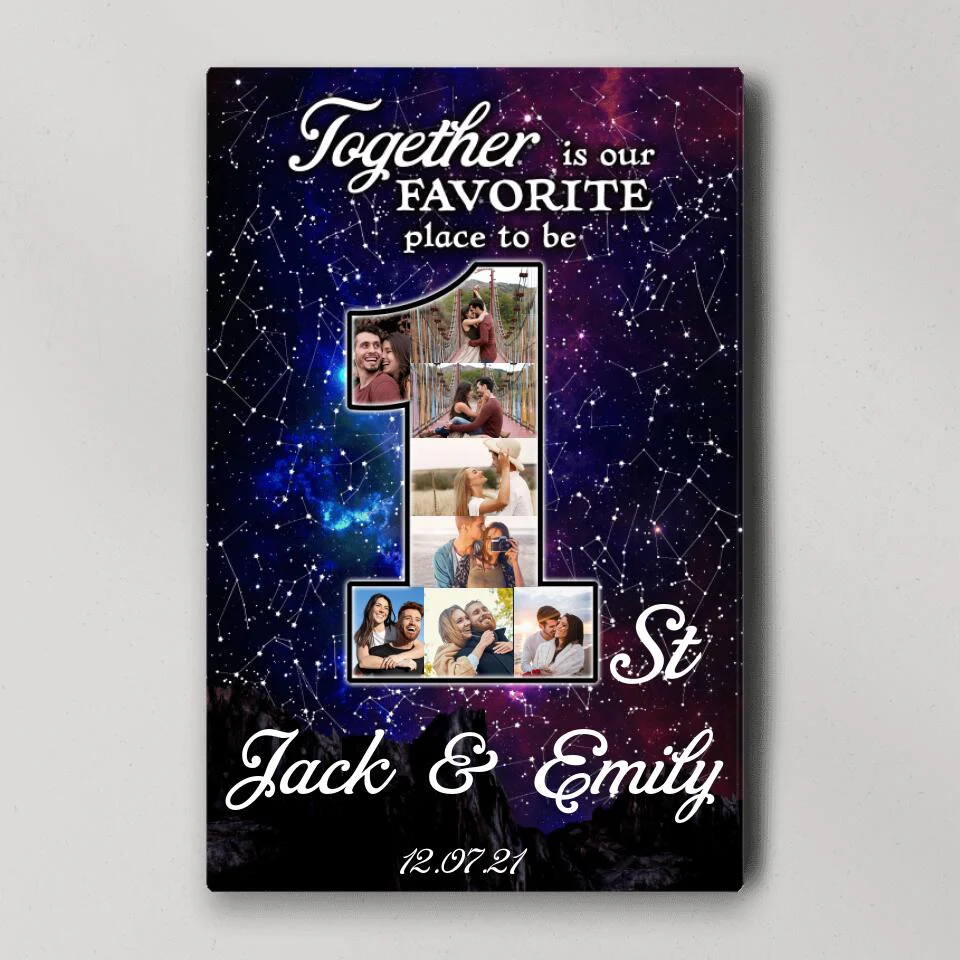 Together Is Our Favorite Place To Be Custom Canvas Poster One Year Anniversary Gift - Image 5