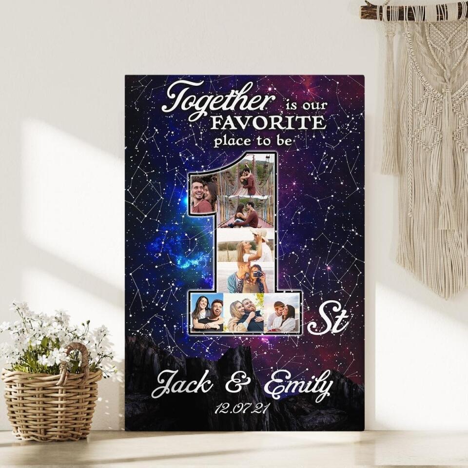 Together Is Our Favorite Place To Be Custom Canvas Poster One Year Anniversary Gift - Image 6