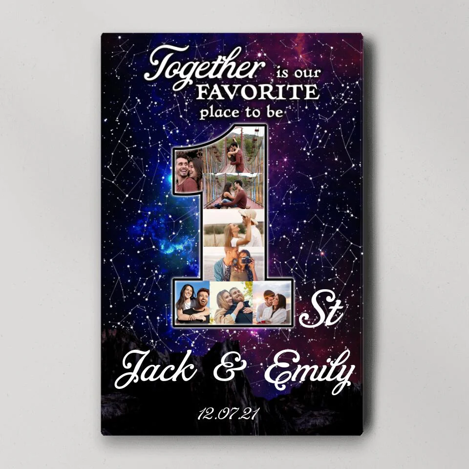 Together Is Our Favorite Place To Be Custom Canvas Poster One Year Anniversary Gift - Image 7