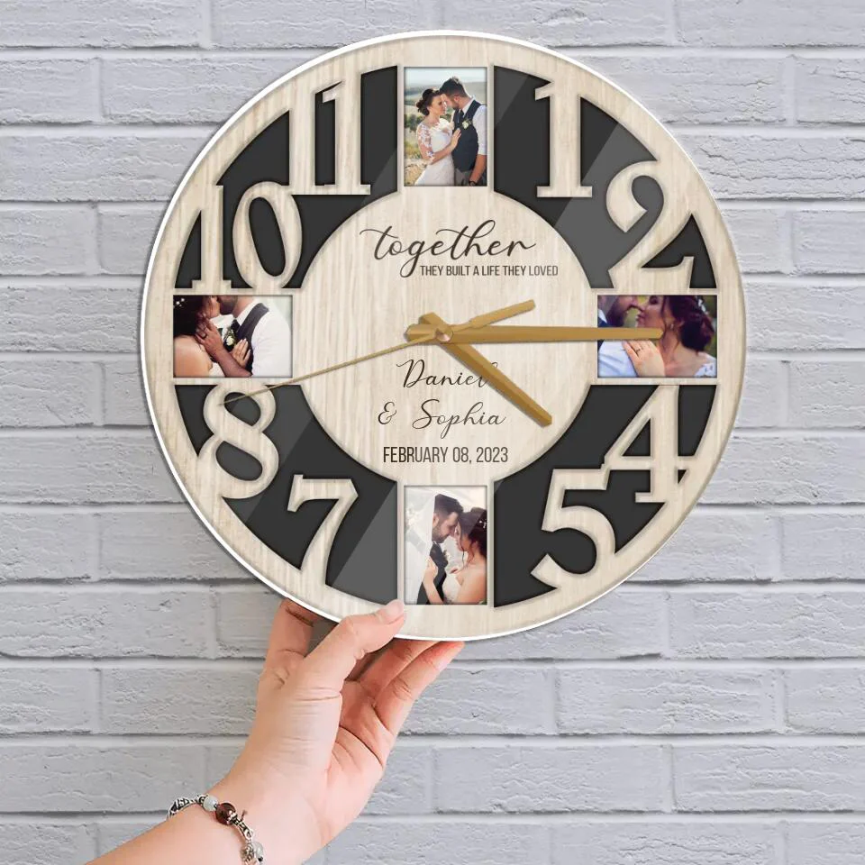 Together They Built A Life They Loved - Personalized Upload Photo Wall Clock - Best Gift For Couple For Parents Gift For Him/Her - Home Decor On Anniversary - 302IHPNPWC220 - Image 2