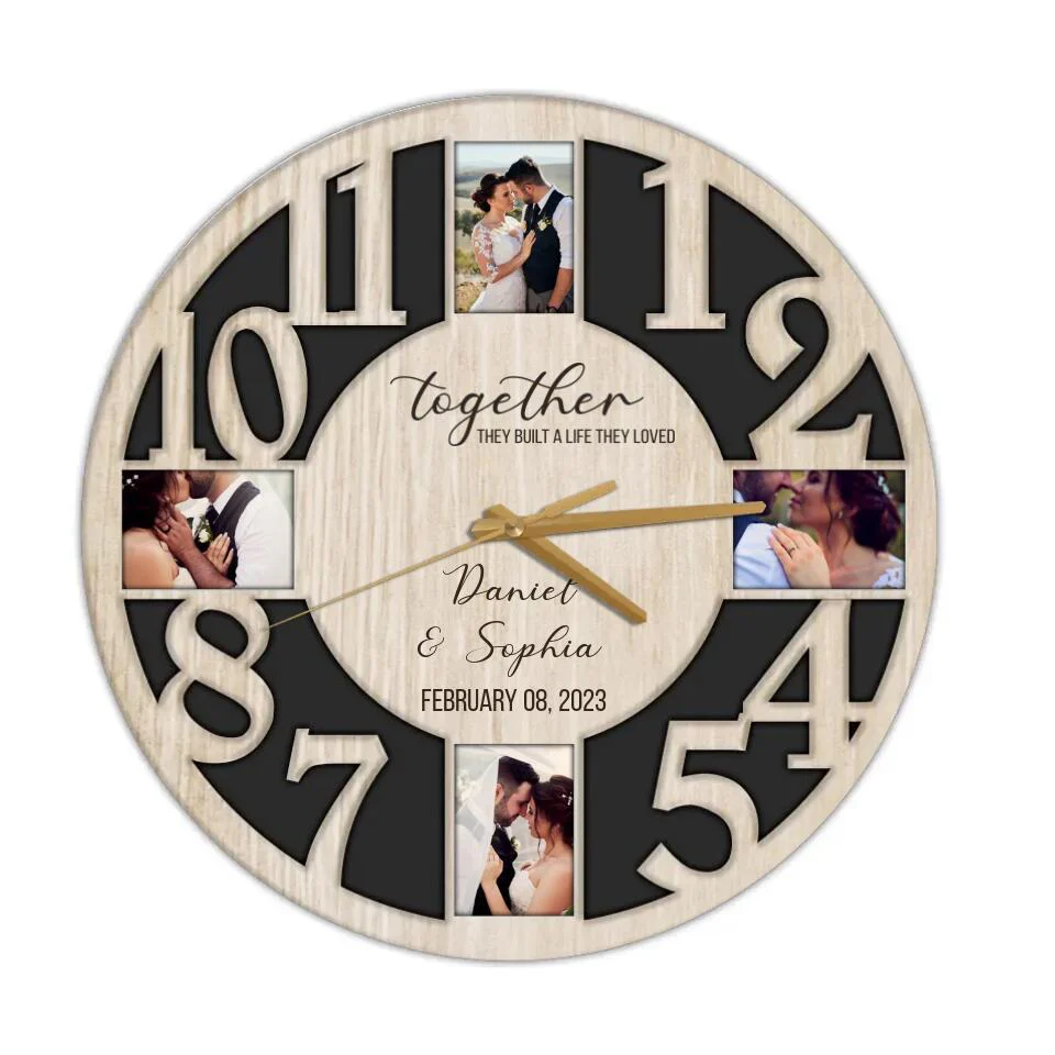 Together They Built A Life They Loved - Personalized Upload Photo Wall Clock - Best Gift For Couple For Parents Gift For Him/Her - Home Decor On Anniversary - 302IHPNPWC220 - Image 3