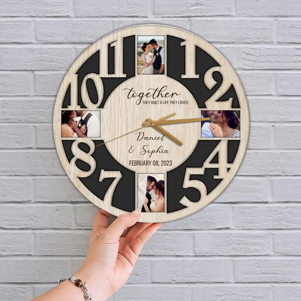 Together They Built A Life They Loved - Personalized Upload Photo Wall Clock - Best Gift For Couple For Parents Gift For Him/Her - Home Decor On Anniversary - 302IHPNPWC220 - Image 5